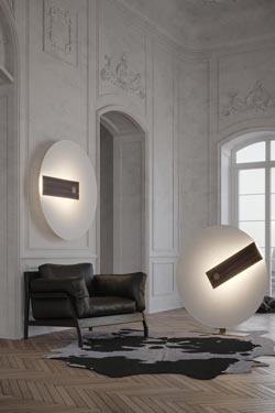 Meridiana in fiberglass and white marble floor lamp