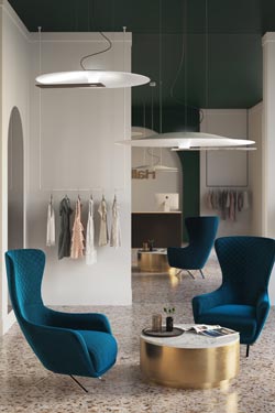 Meridiana suspension en fibre de verre et marbre