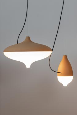 T-cotta pendant light 01 in ceramic and opal glass