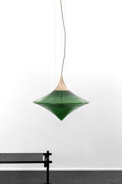 Disca small hanging lamp in green glass 42cm - Pendants by Hind Rabii