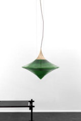 Disca small hanging lamp in green glass 42cm - Pendants by Hind Rabii