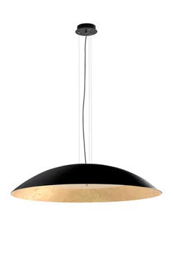 Onda pendant light black dome and silver leaf