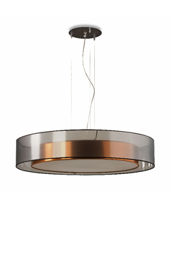 Suspension with double cylindrical copper shade and black veil - Pendants by Hind Rabii