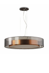 Suspension with double cylindrical copper shade and black veil - Pendants by Hind Rabii