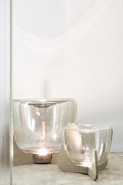 Ice Devotion large table lamp in wood and blown glass