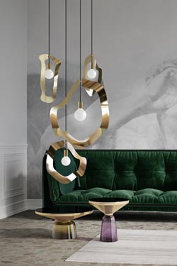 Yaya 4 grande suspension contemporaine et épurée dorée