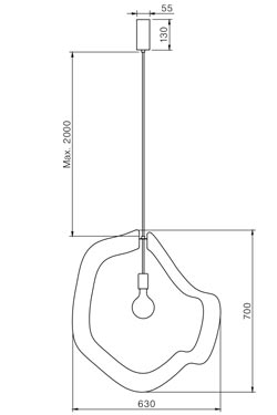 Yaya 4 grande suspension contemporaine et épurée dorée