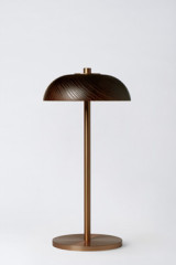 Bolacha contemporary cordless bronze and wood lamp - Cordless lamps by Hisle
