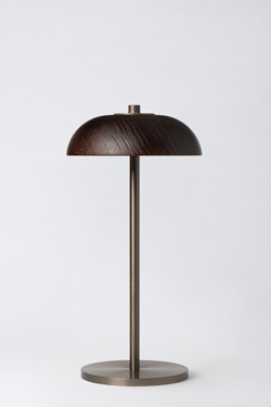 Lampe sans fil minimaliste dôme en bois sombre Bolacha - Lampe sans fil