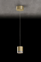 Aura suspension cylindrique dorée et aluminium mat  - Suspension by Holtkötter