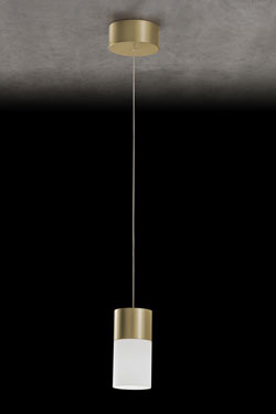 Aura suspension dorée et verre opale blanc mat - Suspension by Holtkötter