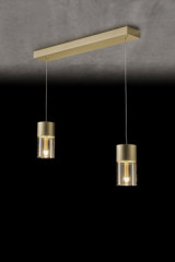 Aura suspension 2 lumières dorée - Suspension by Holtkötter