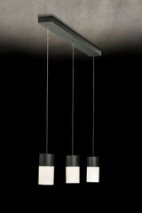 Aura suspension 3 lumières platine et verre opale blanc - Suspension by Holtkötter