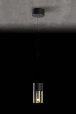 Aura suspension noire et verre ambré  - Suspension by Holtkötter