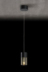 Aura suspension noire et verre ambré  - Suspension by Holtkötter
