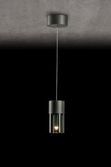 Aura suspension platine et verre fumé  - Suspension by Holtkötter