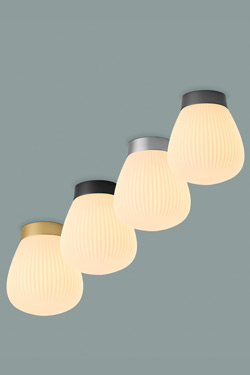 Golden ceiling light and blown glass Plissée
