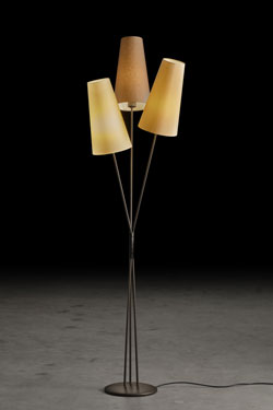 Fifties lampadaire 3 lumières armature fumée mate - Lampadaire by Holtkötter