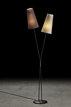 Fifties lampadaire 2 lumières métal noir - Lampadaire by Holtkötter