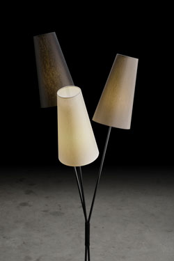 Fifties floor lamp 3 lights light grey, slate and black