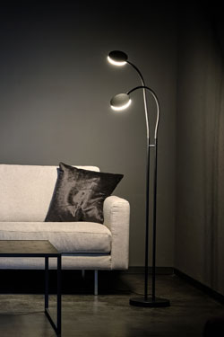 Flex Twin black floor lamp with flexible arm