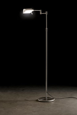 Reading lamp with double articulated arm, satin nickel LED lighting