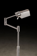 Reading lamp with double articulated arm, satin nickel LED lighting - Floor lamps by Holtkötter