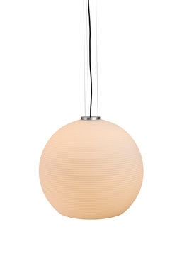 Golyo suspension boule de verre opale blanc mat et métal noir 