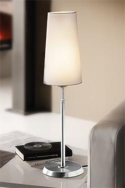 Lampe abat-jour conique pied cylindre métal nickelé mat - Lampadaire by Holtkötter