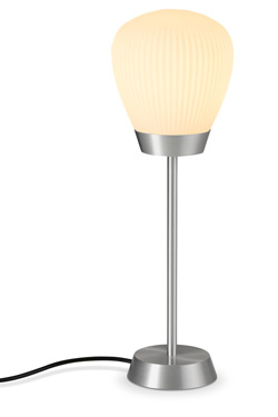 Lampe de table noire et verre soufflé blanc mat Plissée