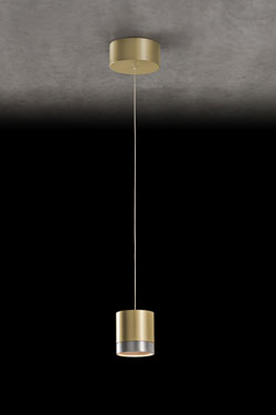 Aura cylindrical pendant lamp in gold and matt aluminium  - Pendants by Holtkötter