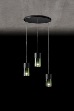 Aura 3-light black and smoked glass pendant lamp  - Pendants by Holtkötter