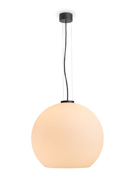 Golyo pendant lamp with matt white opal glass ball and black metal  - Pendants by Holtkötter