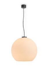 Golyo pendant lamp with matt white opal glass ball and black metal  - Pendants by Holtkötter