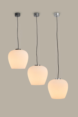 Liv pendant lamp in pleated glass and platinum metal