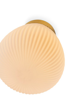 Plafonnier doré et verre soufflé Plissée