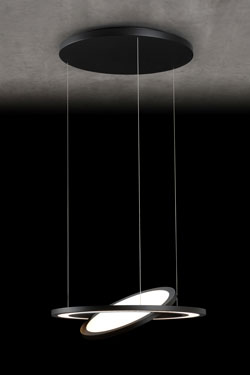 Supernova P suspension double éclairage en métal noir - Suspension by Holtkötter