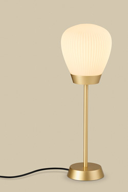 Black table lamp with matt white blown glass Plissée