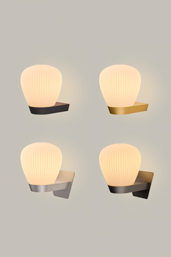 Plissée wall light in brushed aluminium without wall plate