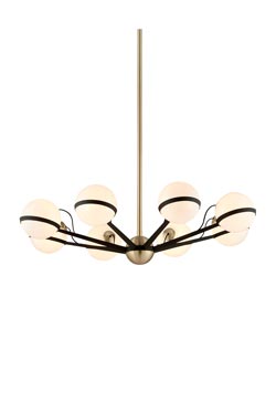 Ace lustre rétro avec boules opales 6 lumières