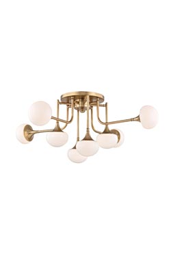 Fleming 8-light gold trumpet ceiling light - Ceiling lights by Hudson Valley