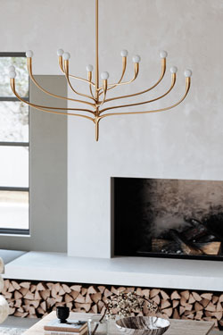 12-light gold leaf chandelier Labra