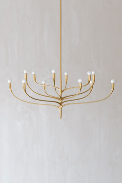 12-light gold leaf chandelier Labra