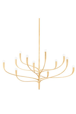 12-light gold leaf chandelier Labra - Chandeliers by Hudson Valley