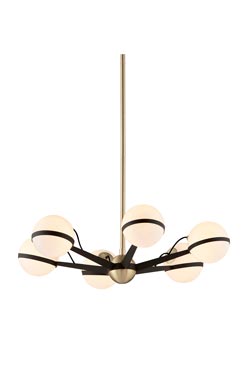 Ace retro chandelier with opal balls 6 lights - Chandeliers by Hudson Valley