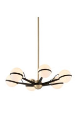 Ace retro chandelier with opal balls 6 lights - Chandeliers by Hudson Valley