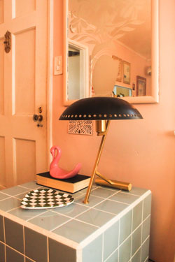 Lampe de bureau rétro dorée et noire Landis