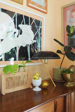 Lampe de bureau rétro dorée et noire Landis