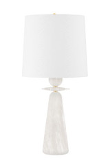 Lampe de table blanche en albâtre et lin Montgomery  - Lampe de table by Hudson Valley