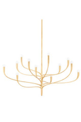 Lustre 12 lumières recouvert à la feuille d'or Labra - Lustre by Hudson Valley